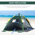 Outsunny Beach Tent for 1-2 Person Pop-up Design with 2 Mesh Windows & 2 Doors Dark Green - 6