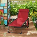 Outsunny Five-Position Reclining Sun Lounger - Red - 9