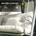 Outsunny Back and Seat Cushion Replacement with 2 Pillows, Patio Chair Cushions Set with Ties, White - 6