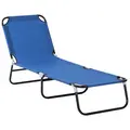 Outsunny Foldable Sun Lounger with 5-Position Adjustable Backrest, Outdoor Portable Recliner Chaise Lounge Chair with Breathable Mesh Fabric, Blue - 1