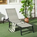 Outsunny Foldable Rattan Sun Lounger with 5-Level Adjust Backrest, Recliner Chair, Mixed Grey - 2