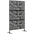 Outsunny Decorative Privacy Screen with Stand, 6.5FT Freestanding Metal Outdoor Divider, Decorative Privacy Panel with Expansion Screws for Garden Patio Pool Hot Tub, Willow Branch Style, Black - 1