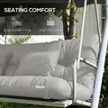 Outsunny Back and Seat Cushion Replacement with 2 Pillows, Patio Chair Cushions Set with Ties, Light Grey - 6