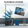Outsunny Foldable Sun Lounger Set of 2 with Reading Hole, Portable Sun Lounger with 5 Level Adjustable Backrest, Reclining Lounge Chair with Side Pocket, Headrest Pillow, Blue - 4