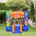 Outsunny Bouncy Castle Inflatable Basket Trampoline Slide Monster Design 180 x 250 x 175 (CM) - 9