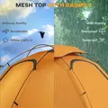 Outsunny Camping Tent with Self Inflatable Mattress, 1 Person Dome Tent with Removable Rainfly and Aluminium Frame, 2000mm Waterproof, Portable with Bags, for Fishing Hiking, Orange/Khaki - 4
