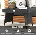 Outsunny Foldable Outdoor Side Table, Rattan Garden Coffee Table with Steel Frame, Space Saving Bistro Garden Furniture for Patio, Balcony, 60 x 41 x 41 cm, Black - 5