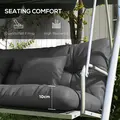 Outsunny Back and Seat Cushion Replacement with 2 Pillows, Patio Chair Cushions Set with Ties, Charcoal Grey - 6