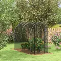 Outsunny Galvanised Steel Fruit Cage, Plant Protection Tent with Zipped Door, 1.2 x 2.4 x 1.9m, Black - 2