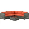 Outsunny Four-Piece Rattan Sofa Set - Orange/Grey - 1