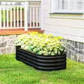 Outsunny Galvanised Raised Garden Bed, Metal Planter Box with Safety Edging, for Flowers, Herbs, Succulents, Black - 9