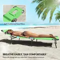 Outsunny Folding Sun Lounger with Face Hole, 4-Position Adjustable Backrest Garden Recliner Chair Sunbed, Outdoor Lounge Chair with 600 D Oxford Cloth Seat, Pillow for Beach, Green - 7