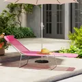 Outsunny Folding Sun Lounger with Head Pillow - Pink - 9