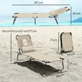 Outsunny Folding Sun Lounger with Face Hole, 4-Position Adjustable Backrest Garden Recliner Chair Sunbed, Outdoor Lounge Chair with 600 D Oxford Cloth Seat, Pillow for Beach, Beige - 3