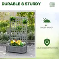 Outsunny Garden Planters with Trellis for Climbing Vines, Wood Raised Beds for Garden, Flower Pot, Indoor Outdoor, Grey - 6