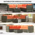 Outsunny Four-Piece Rattan Sofa Set - Orange/Grey - 7