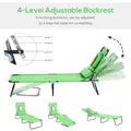 Outsunny Folding Sun Lounger with Face Hole, 4-Position Adjustable Backrest Garden Recliner Chair Sunbed, Outdoor Lounge Chair with 600 D Oxford Cloth Seat, Pillow for Beach, Green - 4