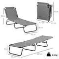Outsunny Foldable Sun Lounger with 5-Position Adjustable Backrest, Outdoor Portable Recliner Chaise Lounge Chair with Breathable Mesh Fabric, Grey - 3