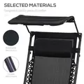 Outsunny Folding Zero Gravity Sun Lounger, with Sun Canopy - Black - 5