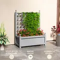 Outsunny Garden Planters with Trellis for Climbing Vines, Wood Raised Beds for Garden, Flower Pot, Indoor Outdoor, Grey - 6