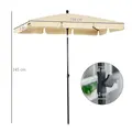 Outsunny Garden Parasol Umbrella, Outdoor Market Table Umbrella with Ruffles & Aluminium Pole, Rectangular Tilting Parasol Sun Shade Canopy, 2 x 1.3m, Beige - 3