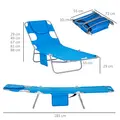 Outsunny Foldable Sun Lounger with Reading Hole - Blue - 3