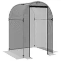 Outsunny Galvanised Steel Fruit Cage, Plant Protection Tent with Zipped Door, 1.2 x 1.2 x 1.9m, Black - 1