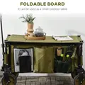 Outsunny Folding Garden Trolley, Cargo Trailer on Wheels, Collapsible Camping Trolley with Folding Board, Outdoor Utility Wagon with Steel Frame and Oxford Fabric, Green - 7