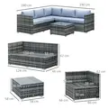 Outsunny Four-Piece Rattan Sofa Set - Grey - 3