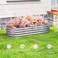 Outsunny Galvanised Raised Garden Bed, Metal Planter Box with Safety Edging, for Flowers, Herbs, Succulents, Silver - 7
