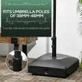 Outsunny Garden Parasol Base Holder, 43kg Water or 60kg Sand Filled, Outdoor Market Umbrella Stand Weight with Wheels and Brakes, Black - 5