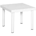 Outsunny Garden Side Table Plastic Outdoor Square Coffee End Table for Drink Snack, White - 1