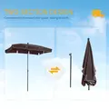 Outsunny Garden Parasol Umbrella, Outdoor Market Table Umbrella with Ruffles & Aluminium Pole, Rectangular Tilting Parasol Sun Shade Canopy, 2 x 1.3m, Brown - 5