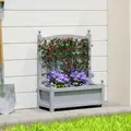 Outsunny Garden Planters with Trellis for Climbing Vines, Wood Raised Beds for Garden, Flower Pot, Indoor Outdoor, Grey - 2