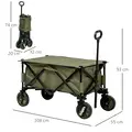 Outsunny Folding Garden Trolley, Cargo Trailer on Wheels, Collapsible Camping Trolley with Folding Board, Outdoor Utility Wagon with Steel Frame and Oxford Fabric, Green - 3