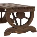 Outsunny Garden Rustic Wooden Bench Wheel-Shaped Legs Slatted Seat Stable Reinforced Structure Outdoor Patio Garden 2-Person Bench Seat - Brown - 8