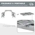 Outsunny Folding Picnic Table with 4 Seats and Umbrella Hole - Grey - 7