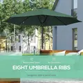Outsunny Garden 3 m Parasol Umbrella, Outdoor Market Table Umbrella Sun Shade Canopy with 8 Ribs, Easy Push to Open, Green - 4