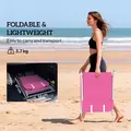 Outsunny Folding Sun Lounger with Head Pillow - Pink - 6