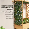 Outsunny Garden Planter with Trellis, Wooden Raised Bed for Garden with Hanging Roof and Drainage Holes, Outdoor Trellis Planter Box for Vegetables, Herbs and Flowers, 110 x 44 x 113 cm, Natural - 5