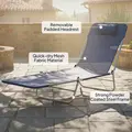 Outsunny Folding Sun Lounger with Head Pillow - Dark Blue - 5