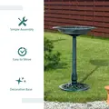 Outsunny Garden Bird Bath Outdoor Decrative Garden Feeder Stand with Scallop-like Pattern, Time-Worn Finish, 50cm, Green - 7