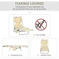 Outsunny Foldable Sun Lounger, Beach Chaise Lounge with Reading Hole, Arm Slots, 5-Position Adjustable Backrest, Side Pocket, Pillow for Garden, Beach, Pool, Beige - 4