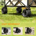 Outsunny Folding Garden Trolley, Outdoor Wagon Cart with Carry Bag, for Beach, Camping, Festival, 120KG Capacity, Khaki - 7