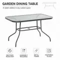 Outsunny Garden Dining Table Glass Top Metal Frame with Parasol Hole Outdoor Balcony Grey 120L x 80Wcm - 7