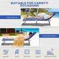 Outsunny Folding Sun Loungers Set of 2 with Face Hole, 4-Position Adjustable Backrest Garden Recliner Chairs Sunbeds, Outdoor Lounge Chairs with 600 D Oxford Cloth Seat, Pillow for Beach, Blue - 5