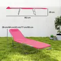 Outsunny Folding Sun Lounger with Head Pillow - Pink - 3