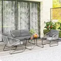 Outsunny Four-Piece Rattan Strong Panel Outdoor Sofa Set - Grey - 2
