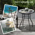 Outsunny Φ60 Garden Table, with Glass Printed Tabletop - Multicolour - 6