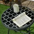 Outsunny Φ45cm Garden Side Table, Outdoor Round Folding Patio Table with Imitation Marble Glass Top, Small Coffee Table, Black and White - 8